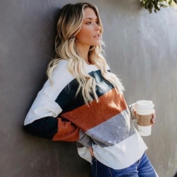 ANDREA-Broad Stripe Crew Neck Pullover Sweater - Picture 4 of 11